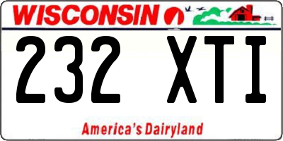WI license plate 232XTI