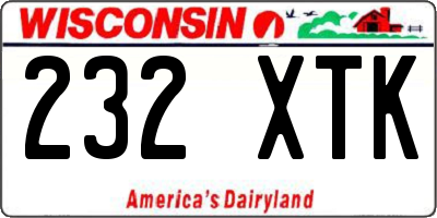 WI license plate 232XTK
