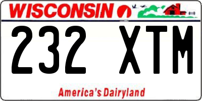 WI license plate 232XTM