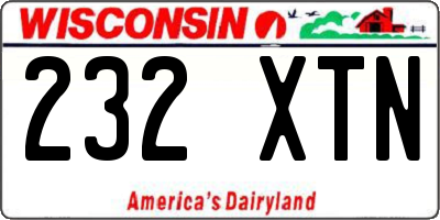 WI license plate 232XTN