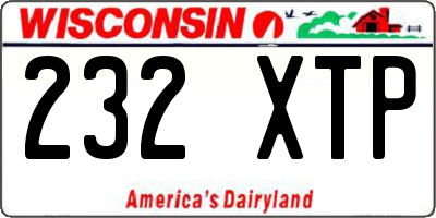 WI license plate 232XTP