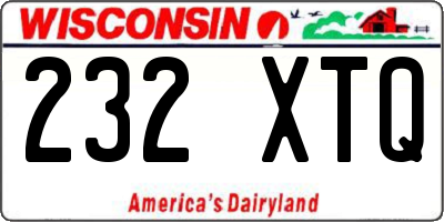 WI license plate 232XTQ