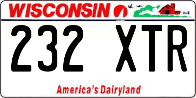 WI license plate 232XTR