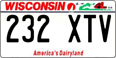 WI license plate 232XTV
