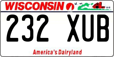 WI license plate 232XUB