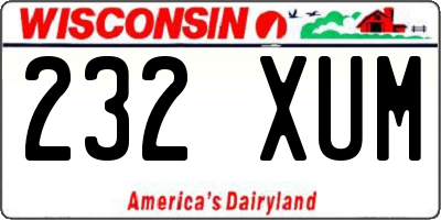 WI license plate 232XUM