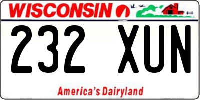 WI license plate 232XUN