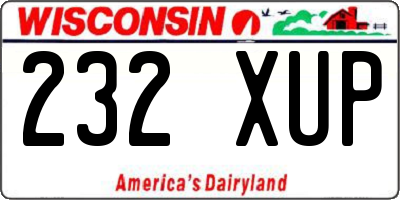 WI license plate 232XUP
