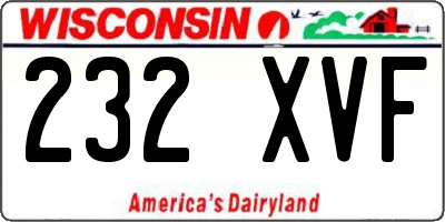WI license plate 232XVF