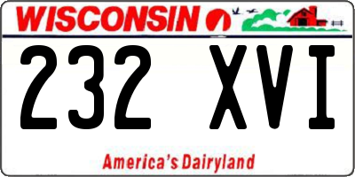 WI license plate 232XVI