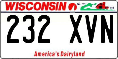 WI license plate 232XVN
