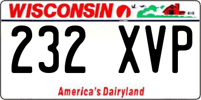 WI license plate 232XVP