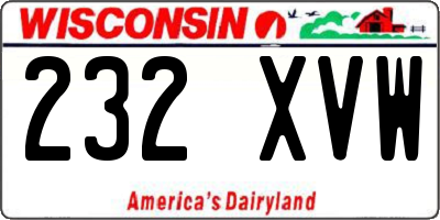 WI license plate 232XVW