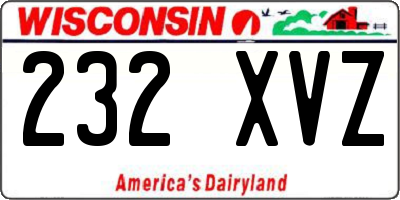 WI license plate 232XVZ
