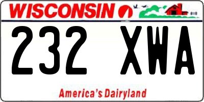 WI license plate 232XWA