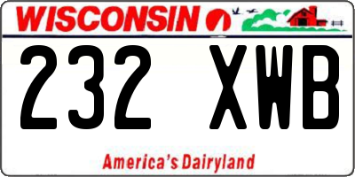 WI license plate 232XWB
