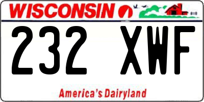 WI license plate 232XWF