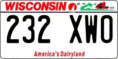 WI license plate 232XWO