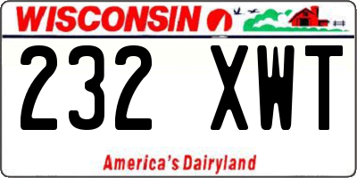 WI license plate 232XWT