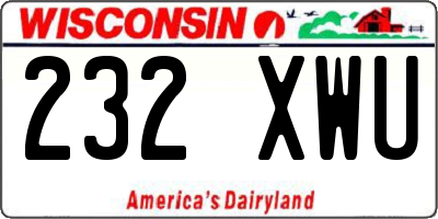 WI license plate 232XWU