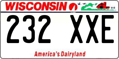 WI license plate 232XXE