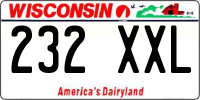 WI license plate 232XXL