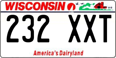 WI license plate 232XXT