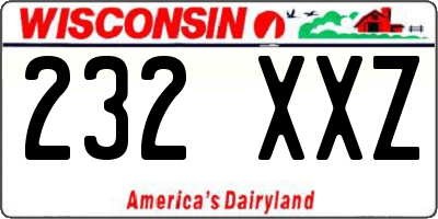 WI license plate 232XXZ