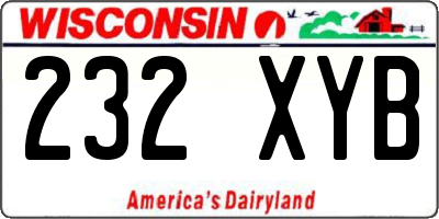 WI license plate 232XYB