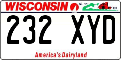 WI license plate 232XYD