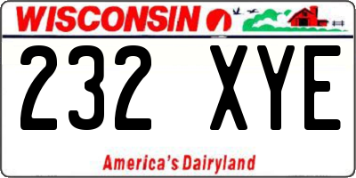 WI license plate 232XYE