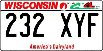 WI license plate 232XYF