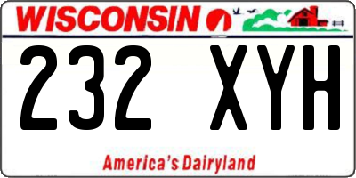 WI license plate 232XYH