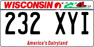 WI license plate 232XYI