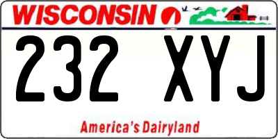 WI license plate 232XYJ
