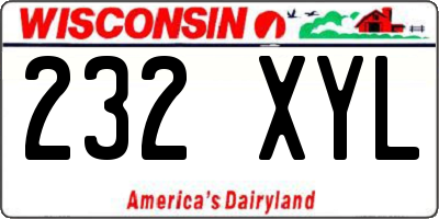 WI license plate 232XYL