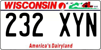 WI license plate 232XYN