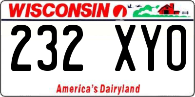 WI license plate 232XYO