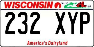 WI license plate 232XYP