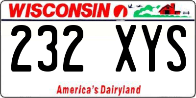 WI license plate 232XYS