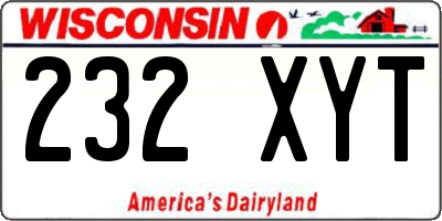 WI license plate 232XYT