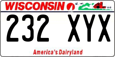 WI license plate 232XYX