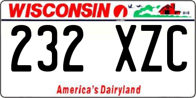 WI license plate 232XZC