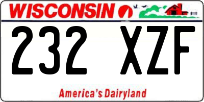 WI license plate 232XZF