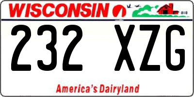 WI license plate 232XZG