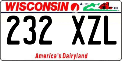 WI license plate 232XZL