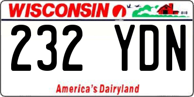 WI license plate 232YDN