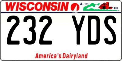 WI license plate 232YDS