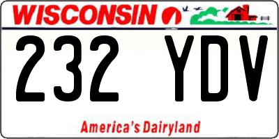 WI license plate 232YDV