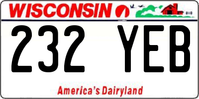 WI license plate 232YEB